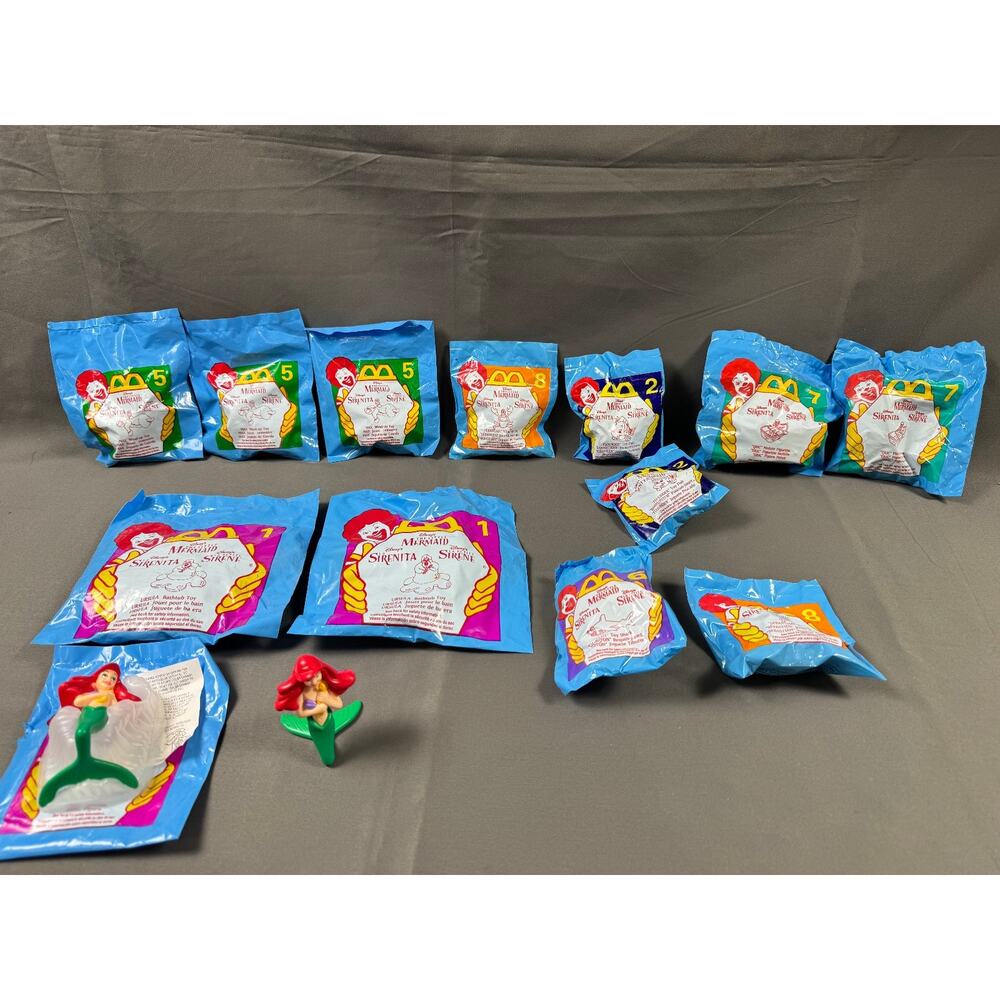 Qty 14 - Vintage McDonald’s 1996 Disney Little Mermaid Happy Meal Toy Bundle